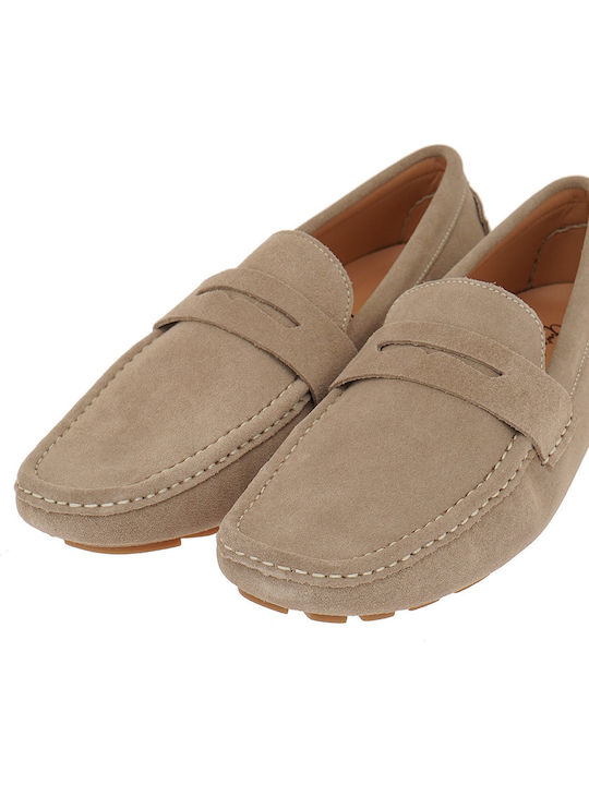 Suede Men's Loafers in Beige Colour