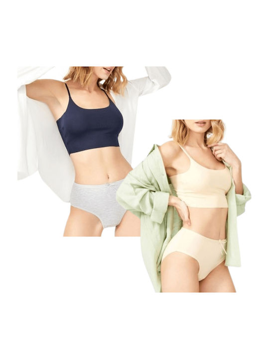 Βαμβακερά Ψηλόμεσα Γυναικεία Slip 2Pack Γκρι