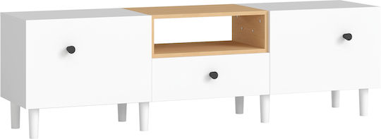 Έπιπλο TV Επιδαπέδιο Λευκό & Ξύλινο Χρώμα 150x35x45εκ. Έπιπλο TV Επιδαπέδιο Λευκό & Ξύλινο Χρώμα 150x35x45εκ.