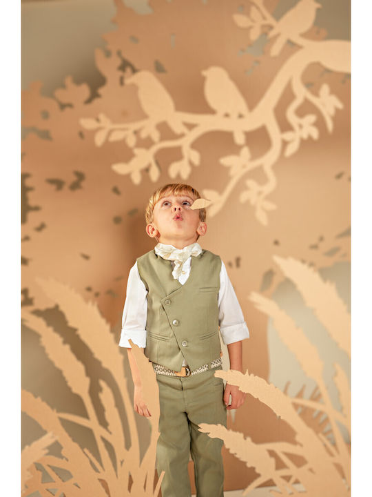 Baby Bloom Baptism Suit with Vest for Boy Khaki