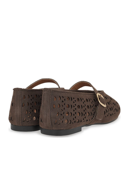Wildleder Damen Ballerinas in Braun Farbe