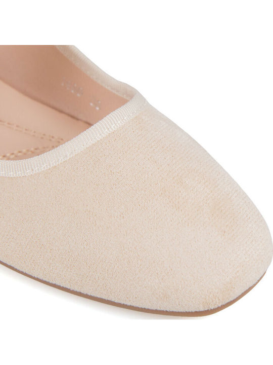 Suede Women's Ballerina Shoes In Beige Colour