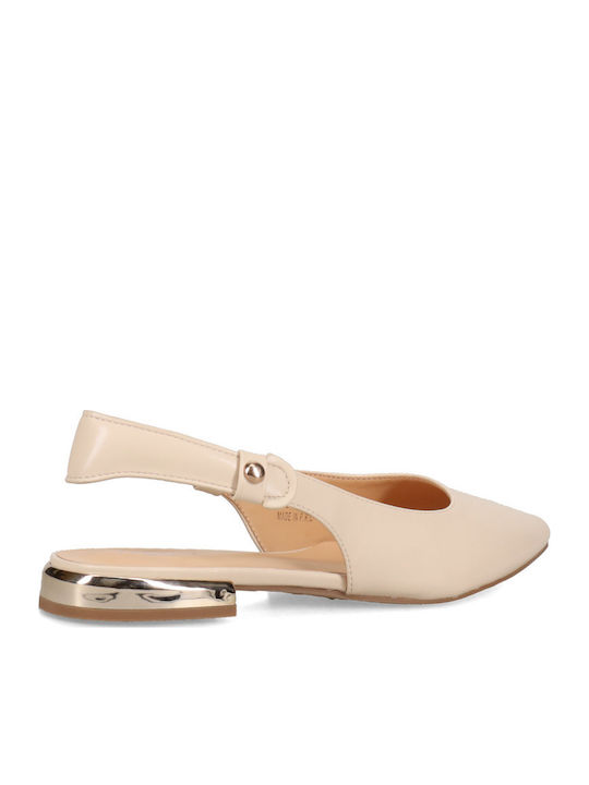 Γυναικείες Μπαλαρίνες Slingback με Λουράκι σε Μπεζ Χρώμα