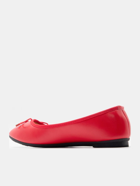 Women's Pointed Toe Ballerina Shoes In Red Color