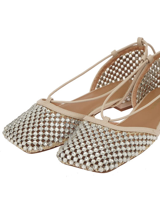Women's Ballerina Shoes in White Colour W470020313Y9-Clear Strass with Ice H10-97D