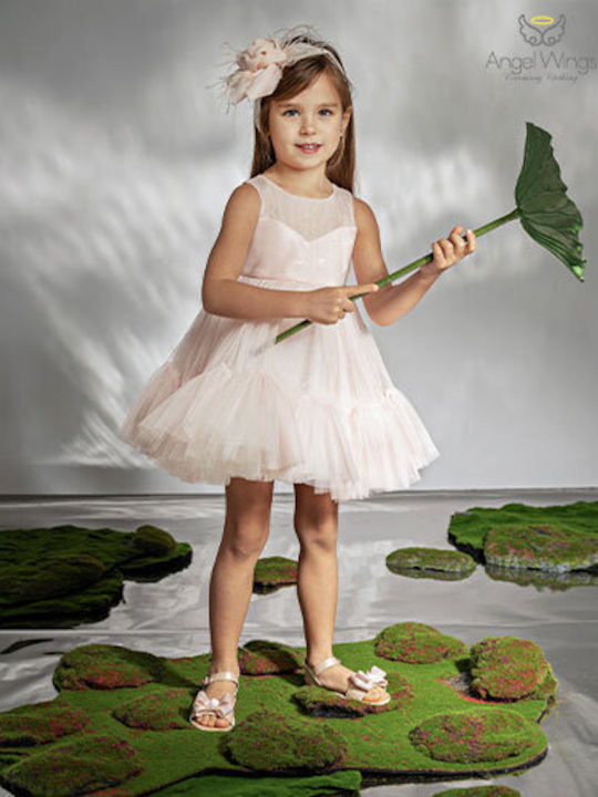 Angel Wings Pink Baptism Dress