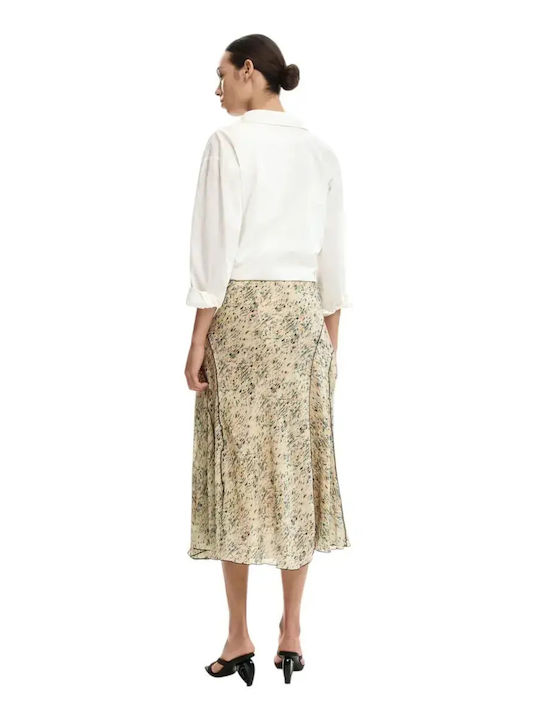 Leather Maxi Skirt Beige