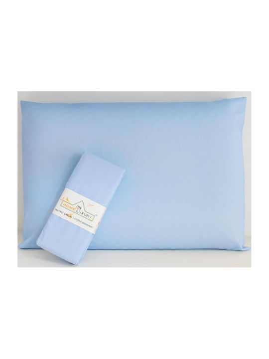 My Home Luxury Sheet Set with 2 Pillowcases Super-Double with Elastic 160x200+25cm. Monochrome Sky Blue 3pcs