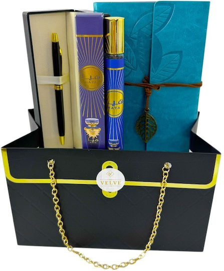 Prestige Blue Premium Set Cadou Unisex Jurnal Pix Haya Parfum 35 Ml În Cutie Elegantă Poșetă