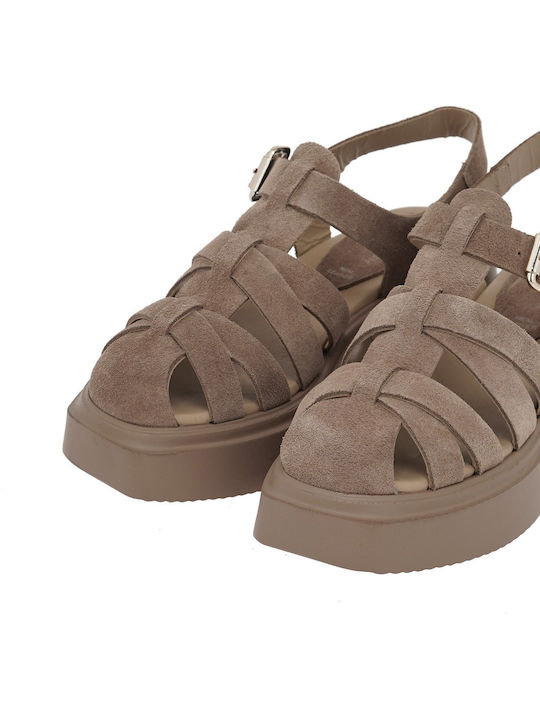 Sommer Damenplattformen Braun W455A1112547-SIGARO Wildleder