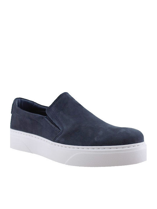 Leder Herren Slip-Ons Blau