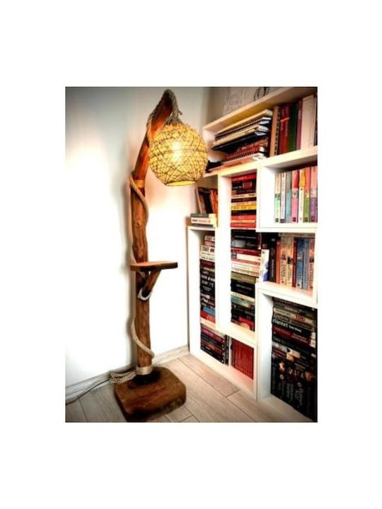 SteweHome Wooden Floor Lamp 140-150 cm Ephesus Series Natural Wooden Floor Lamp Corner Lamp Brown 150cm