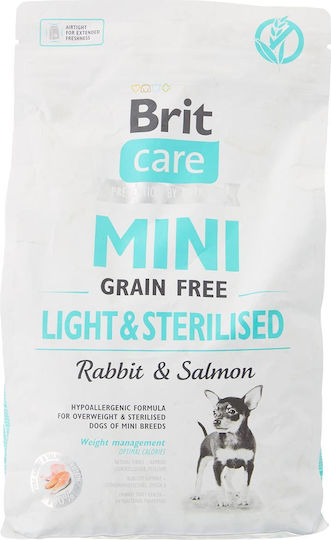 Brit Care Mini 2kg Dry Food Diet, Grain-Free & Gluten-Free for Adult Neutered Small Breed Dogs with Rabbit and Salmon