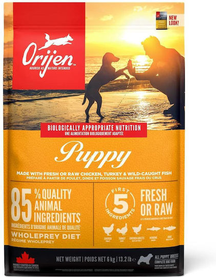 Orijen Puppy 6kg Ξηρά Τροφή χωρίς Σιτηρά για Κουτάβια με Γαλοπούλα και Κοτόπουλο