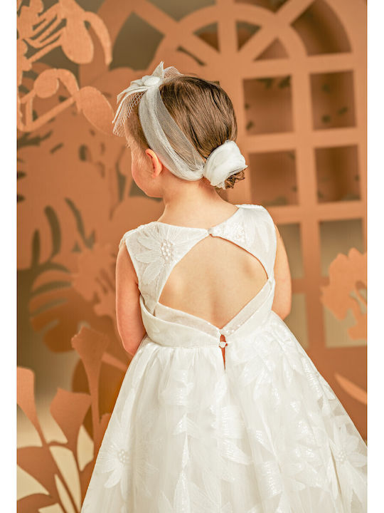 Baby Bloom Λευκό Φόρεμα Βάπτισης από Τούλι