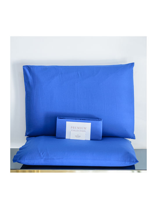 My Home Luxury Sheet Set with 2 Pillowcases Super-Double with Elastic 160x200cm. Royal Blue 3pcs