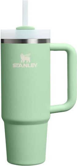 Stanley Quencher H2.0 FlowState Handled Tumbler Thermos Stainless Steel BPA Free 1.18lt Pistachio with Straw and Handle
