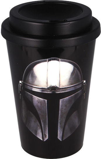 Stor Star Wars - The Mandalorian Glass Thermos Plastic 390ml Black with Mouthpiece