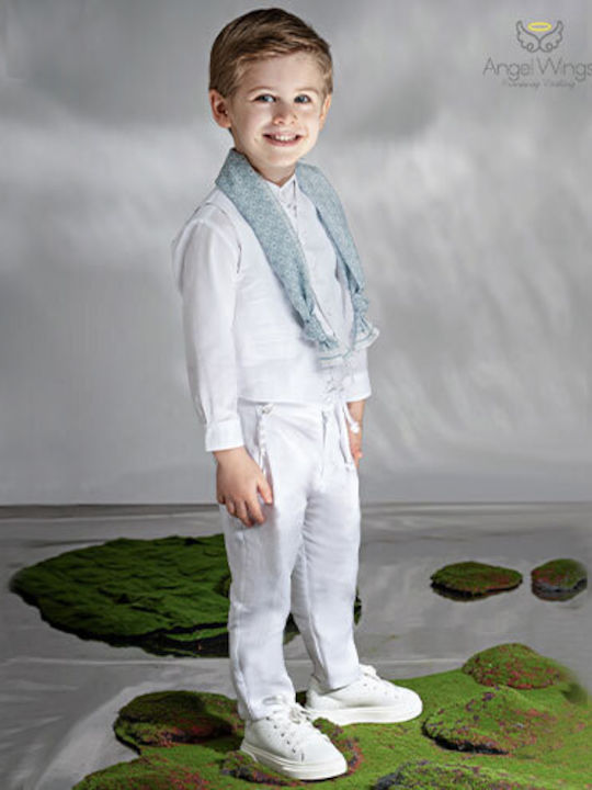 Angel Wings Baptism Suit for Boy Beige