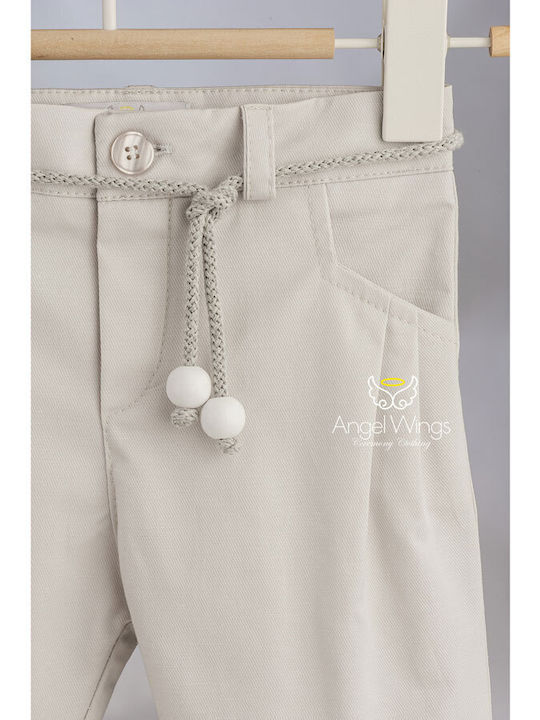 Angel Wings Baptism Suit with Vest for Boys Beige