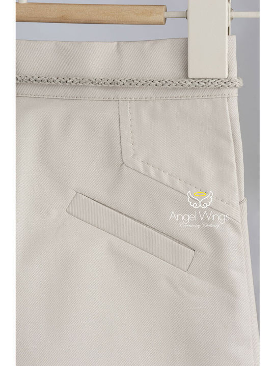 Angel Wings Baptism Suit with Vest for Boys Beige