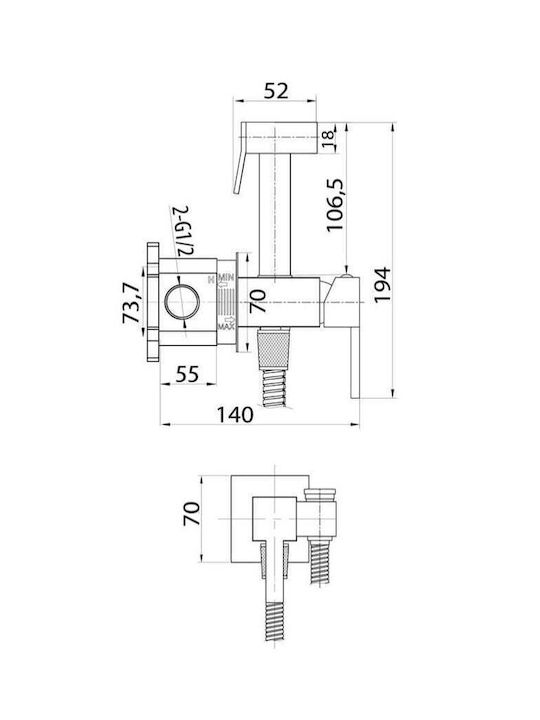 Interflex Επιτοίχια Μπαταρία Μπιντέ Μαύρη