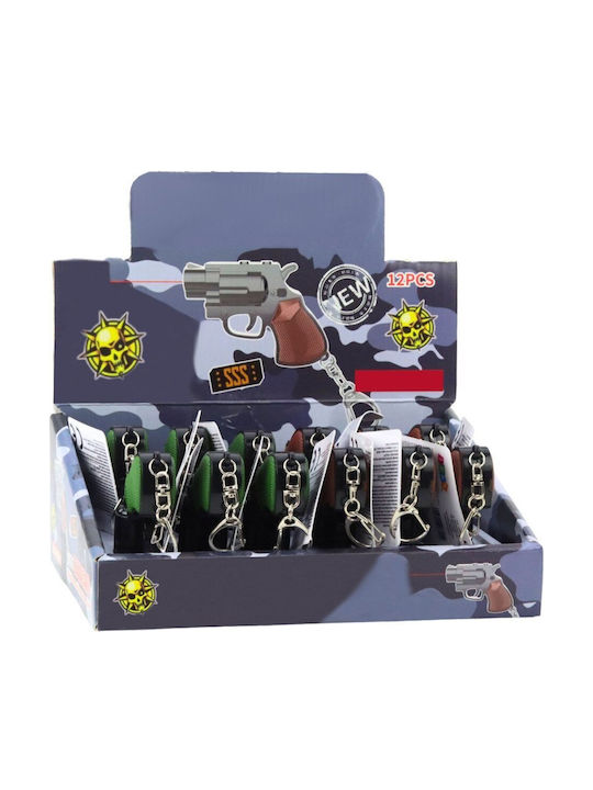 Mini Pistol Revolver Keychain Gadget Led Light Laser 6.5 Cm
