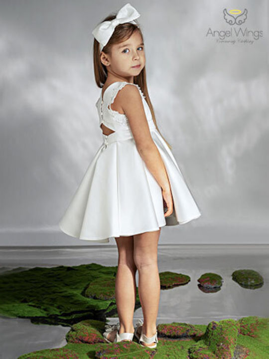 Angel Wings White Baptism Clothes Set with Dress 2 Pieces