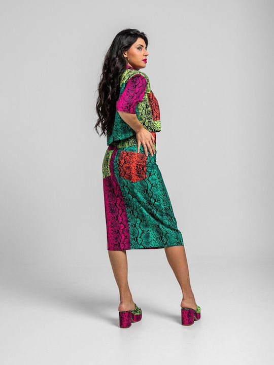 High Waist Midi Skirt Snake