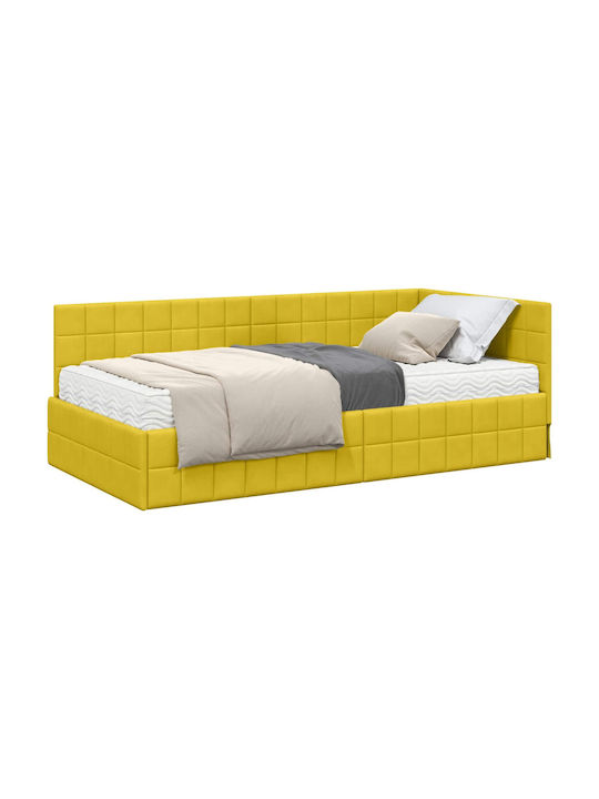 Einzelbett Mit Samt Gelb Samt Mit Lattenrost & Matratze 94x200cm
