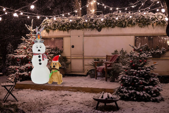 Inflatable Outdoor Snowman Led Lighting Dog Bunny Built-in Compressor 180x80x60 Cm White