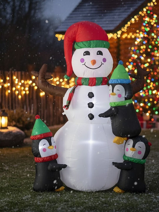 Inflatable Outdoor Snowman Penguins Led Lighting 190 Cm Integrated Compressor White