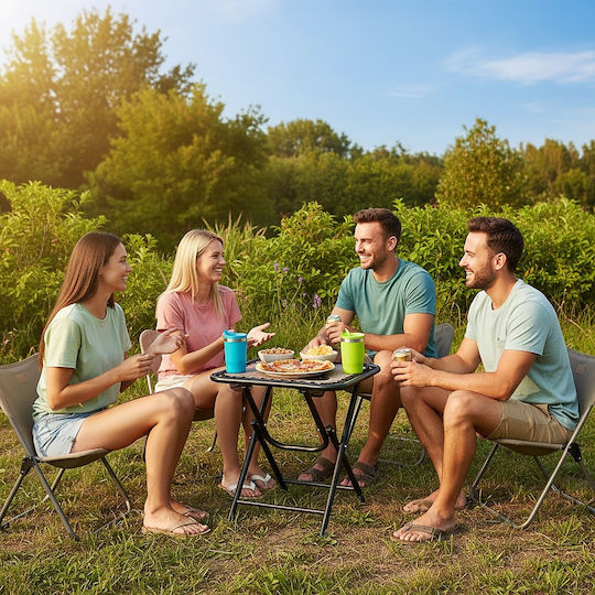 Table for Camping Folding 50x50x50cm Brown