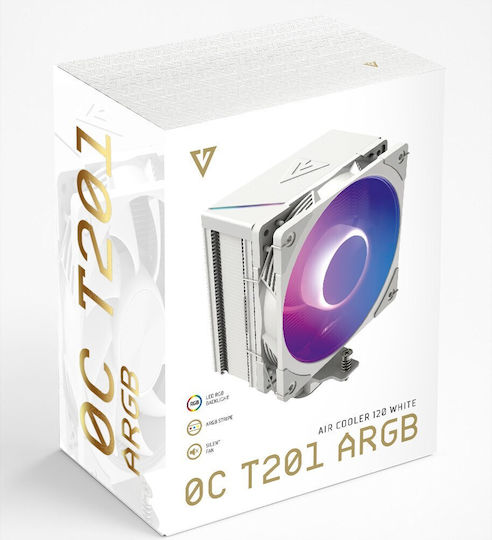 Modecom Volcano 0C T201 CPU Cooler for Socket AM4 AM5 1200 1700 with ARGB Lighting White