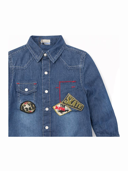Tricou Pentru Copii Mânecă Lungă Denim Albastru