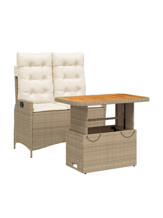 Garden & Outdoor Furniture Sets Dining Room Set 2 Pieces Beige with Pillows