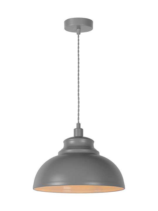 Lucide Lightning Pendant Light Gray Bell with Socket E27 29x29x22cm