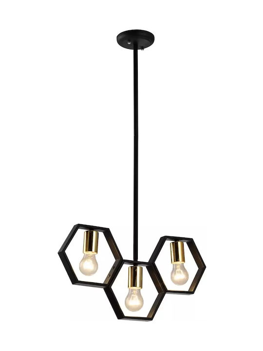 Hatzipantos Stores Κρεμαστό Φωτιστικό Μαύρο με Ντουί E27 50x26εκ.