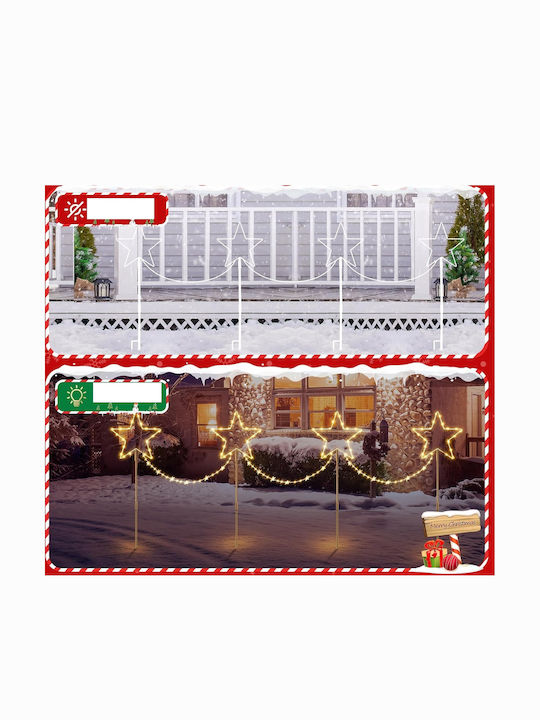 Stele Decorative De Crăciun Impermeabile Cu Lumină LED Din Plastic 30x30cm 4 Bucăți