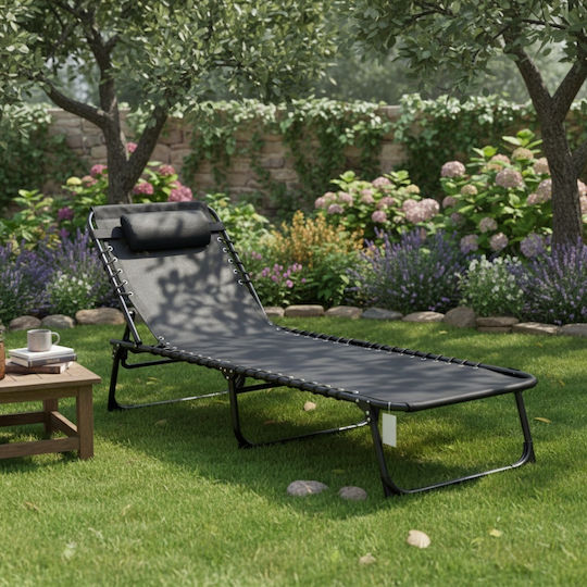 Heinner Beach Sunbed Black 189x58x30cm