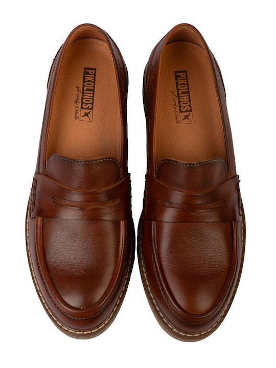 Leder Damen Mokassins in Tabac Braun Farbe