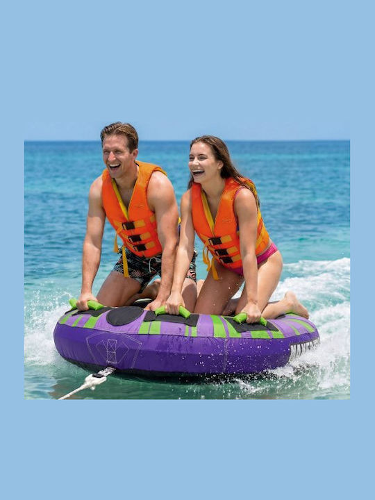 Vevor Towable Tubes Boating 2-rider Inflatable Boat Tubes Towables 154kg Capacity Water Sport Tube Boat To Pull Anti-slip Pad Full Nylon Cover Padded Handles & Safety Valve