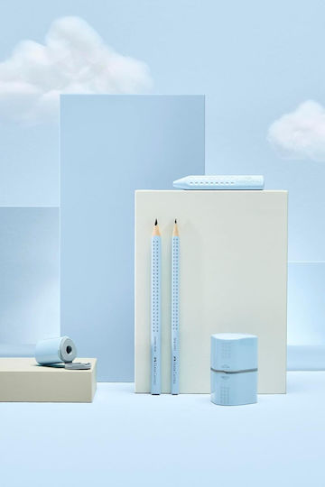 Faber-Castell Πλαστική Τριπλή Ξύστρα Γαλάζια Βαρελάκι