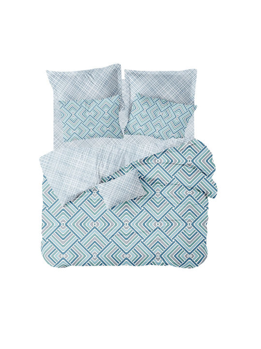 Cokitex Sheet Sets Queen with Elastic 175x235+30cm. Echo Blue 4pcs