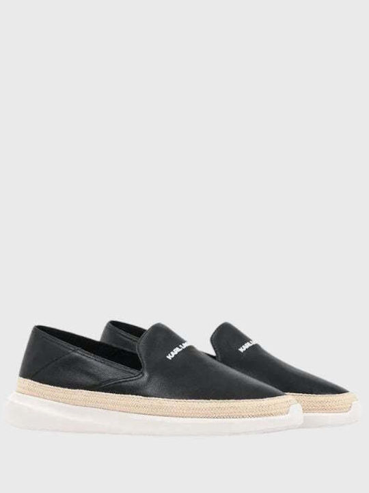 Leather Men's Espadrilles in Black Colour