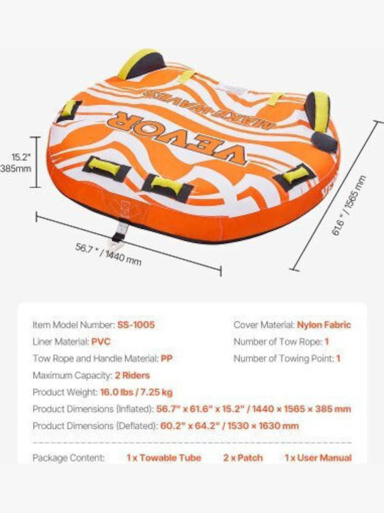 Vevor Towable Tube Boating 1-2 Riders Inflatable Boat Tubes Towables