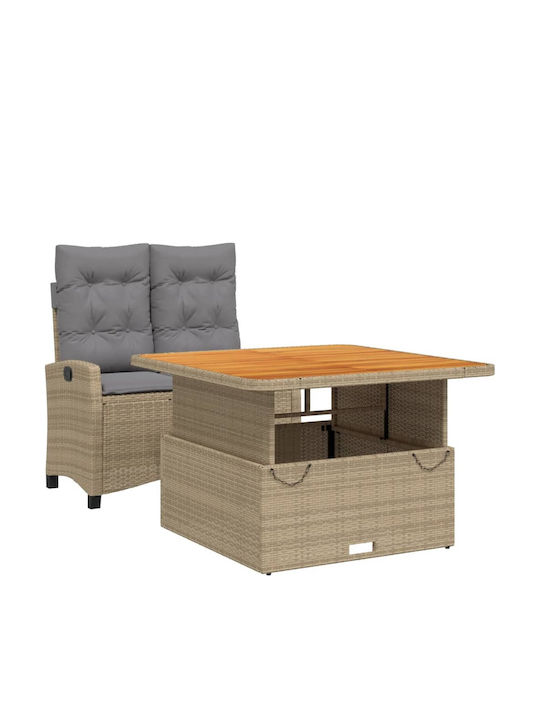 Garden & Outdoor Furniture Set Dining Room 2 Pieces Beige with Pillows