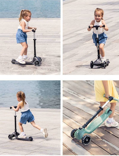 Q Play Kids Foldable Sparkling 3-Wheel Scooter with LED Lighting for 3+ Years Green