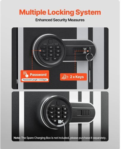 Vevor 4 Gun Safe Long Gun Cabinet Rifles Pistols Quick Access Rifle Safe 3 Ammo Slots 2 Adjustable Racks Large Digital Cabinet Key Password Lock Assembly Required