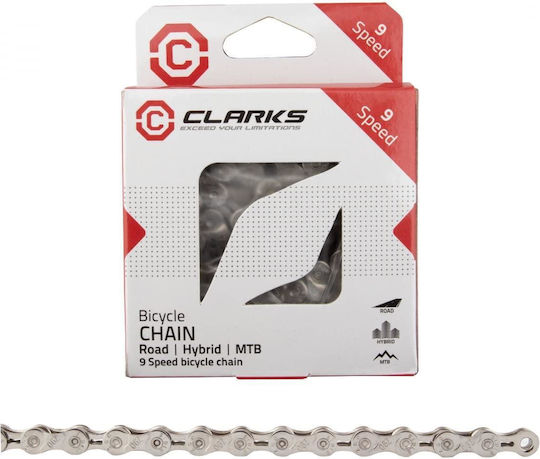 Clarks Lanț De Bicicletă 9 Viteze 116 Linkuri Argintiu